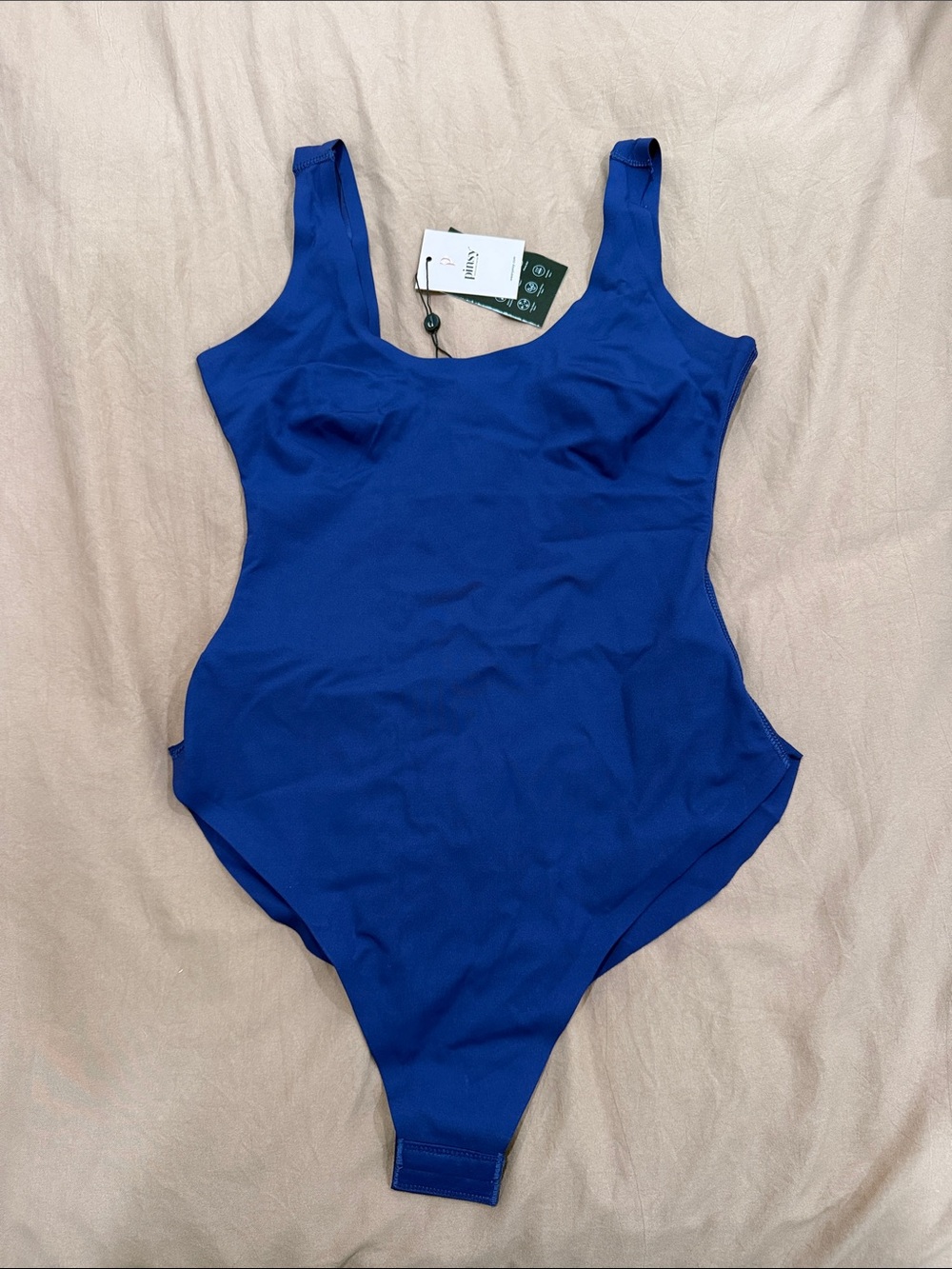 Scoop Neck One-Piece Shapewear Swimsuit - Cobalt Blue